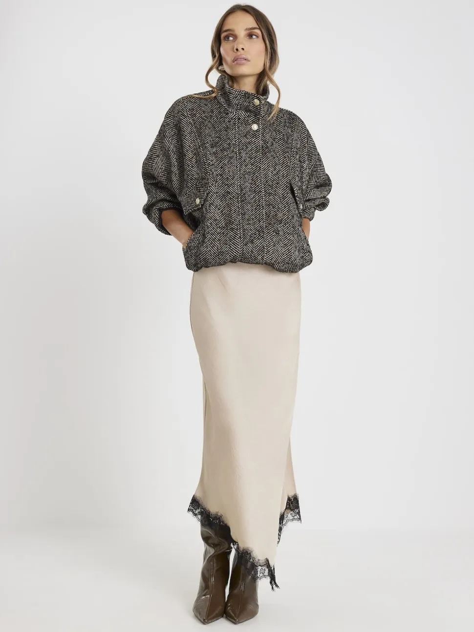 Jupe River Island en satin avec dentelle
