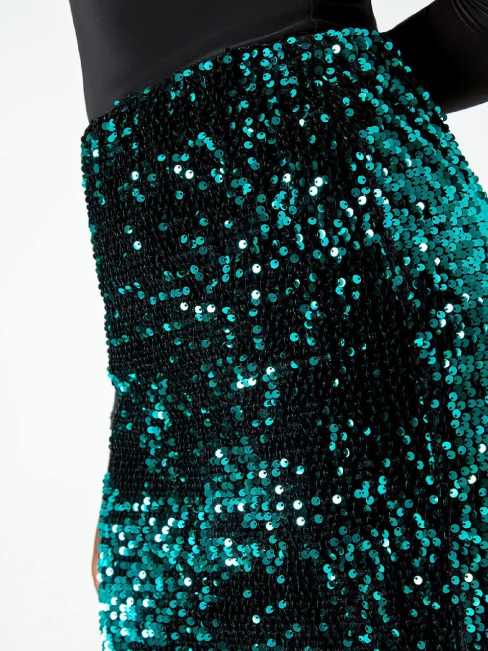 Jupe Roman extensible en velours avec ornements de sequins