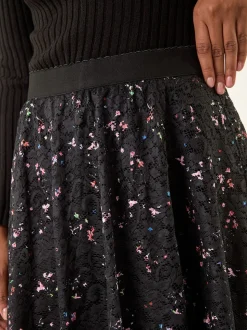 Jupe Roman imprimée avec superposition en dentelle