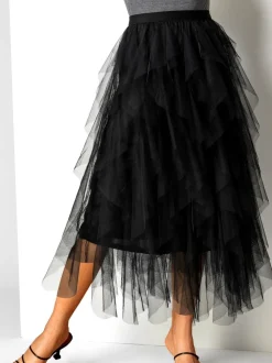Jupe Roman élastique avec superposition en tulle
