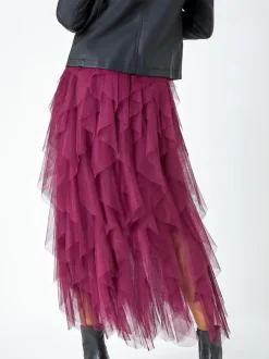 Jupe Roman élastique avec superposition en tulle