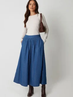Jupe Threadbare Midaxi en Denim à enfiler