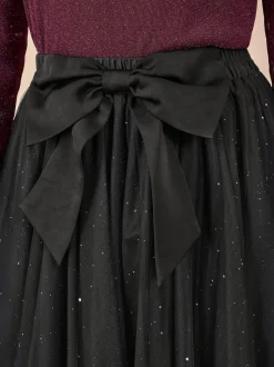 Jupe Yumi en tulle en maille filet scintillante avec nœud en satin