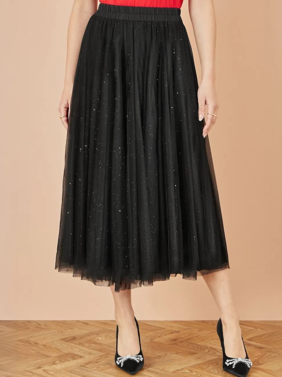 Jupe Yumi en tulle maille filet scintillante