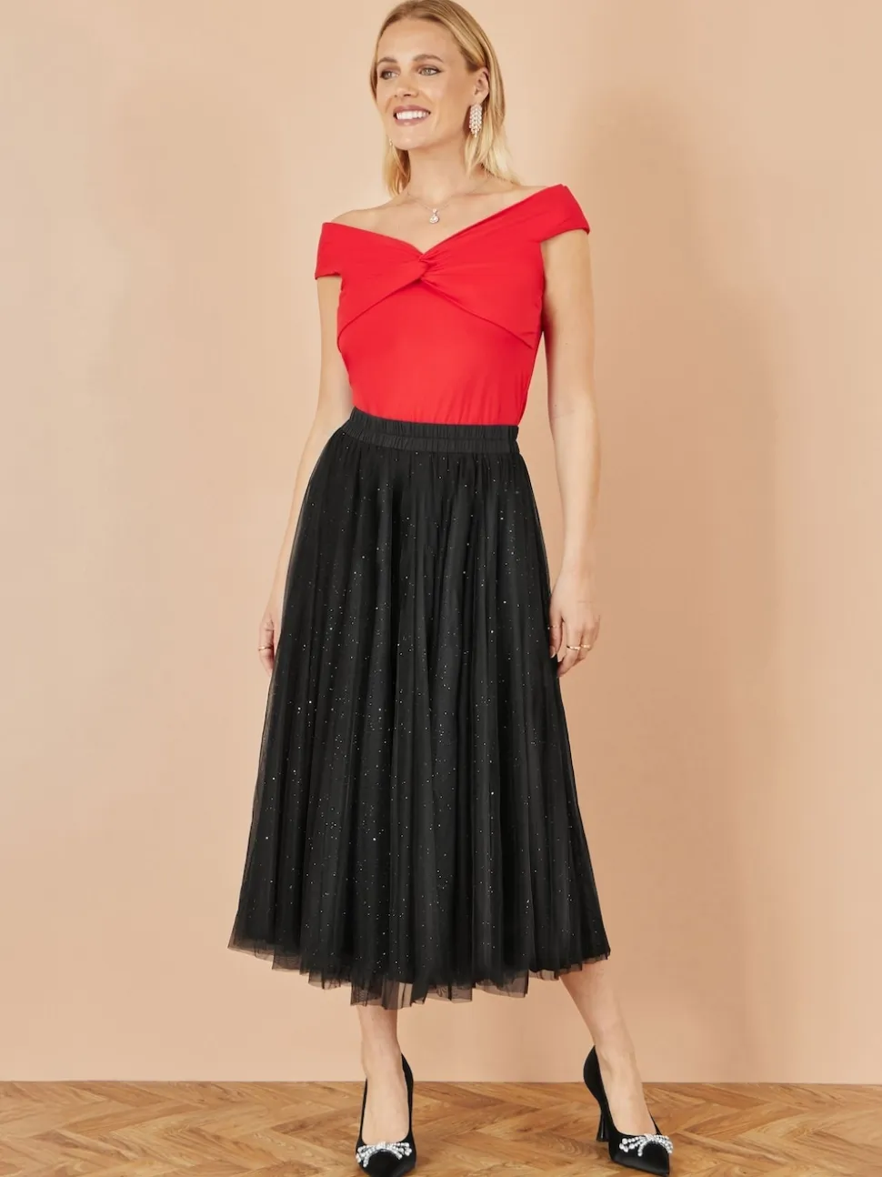 Jupe Yumi en tulle maille filet scintillante