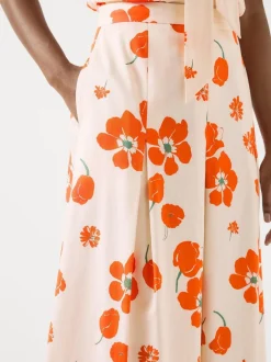 Jupes-culottes LK Bennett & Flora ivoire multicolore en coton plissé en satin fleuri