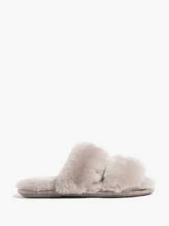 Just Sheepskin Curseur gris en peau de mouton à bout ouvert pour femme