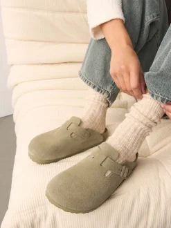 kaki - Birkenstock Boston Sabots en daim