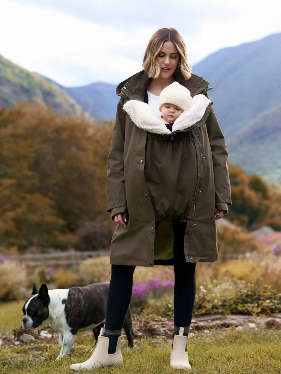 kaki - Parka de maternité et de bébé Seraphine 3 en 1 avec doublure en imitation peau de mouton