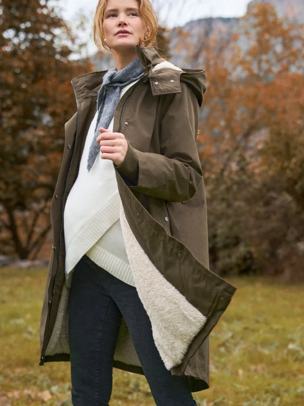 kaki - Parka de maternité et de bébé Seraphine 3 en 1 avec doublure en imitation peau de mouton