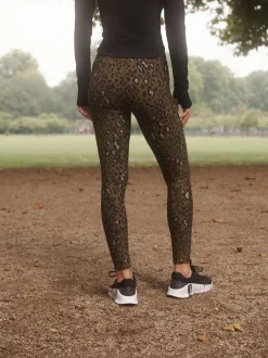 Kaki imprimé animal - Legging d’extérieur doublé en polaire à poignée chaude