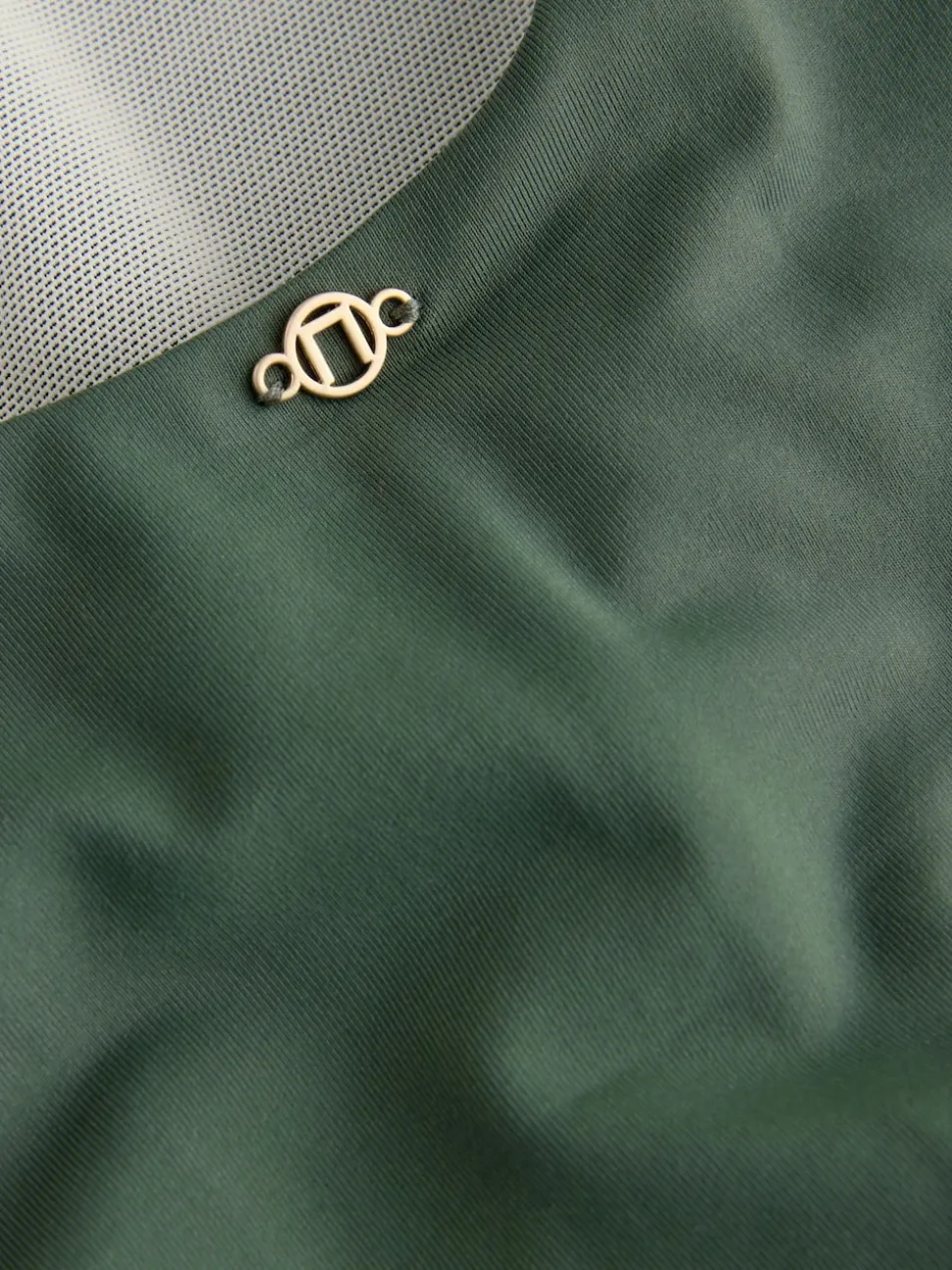 Kaki/crème - Maillot de bain dos nu à col montant pour le contrôle du ventre