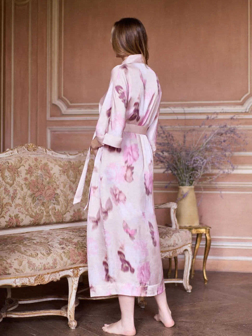 Kimono de grossesse Seraphine en satin