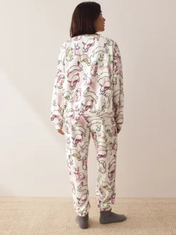Lapin écru/rose - Pyjama à manches longues