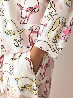 Lapin écru/rose - Pyjama à manches longues