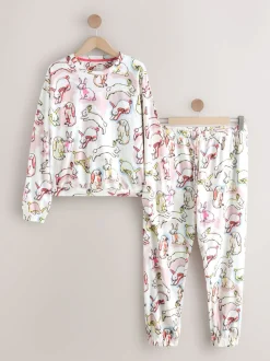 Lapin écru/rose - Pyjama à manches longues