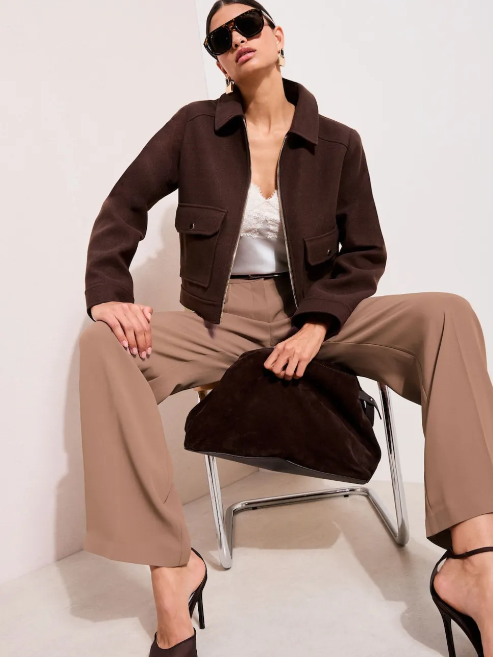 Latté neutre - Friends Like These Premium Elastic Back habillé Ample Pantalons