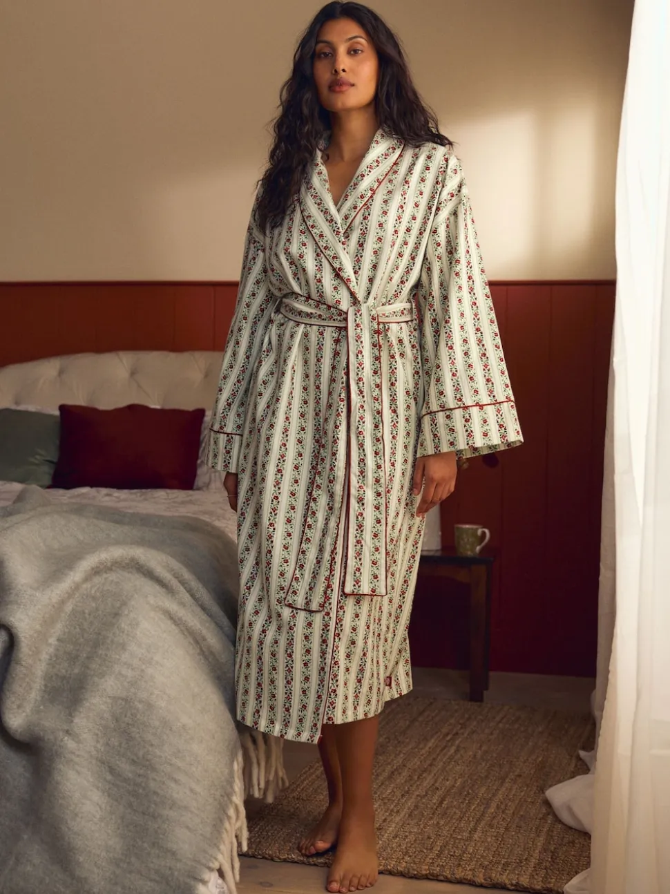 Laura Ashley Peignoir de Noël festif à rayures Kelbrook