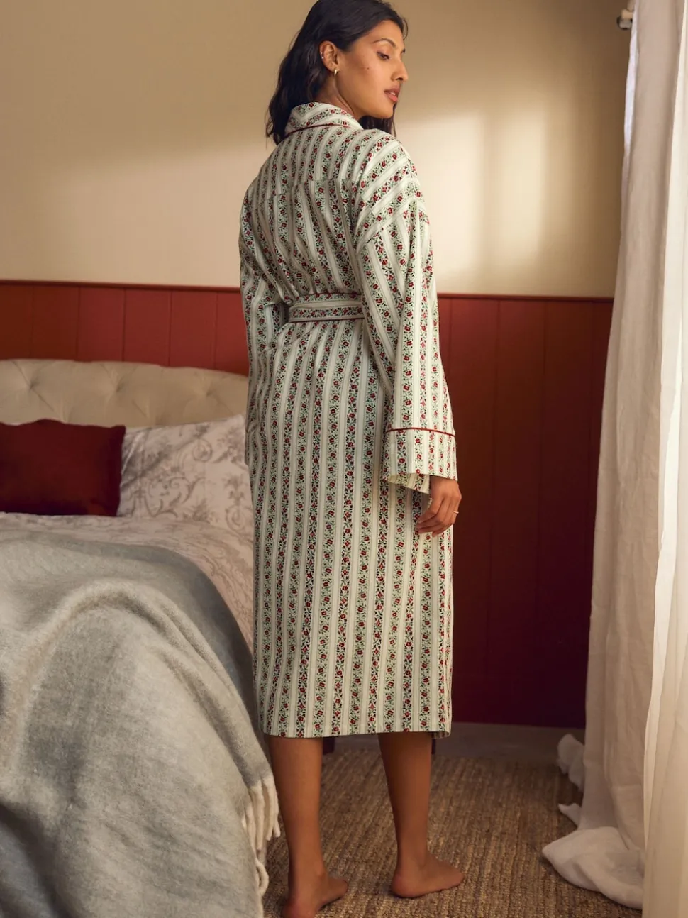 Laura Ashley Peignoir de Noël festif à rayures Kelbrook