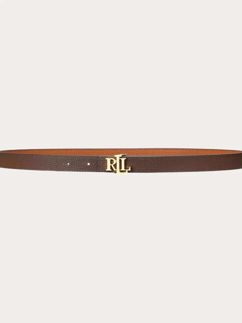 Lauren Fauve/Marron foncé - Lauren Ralph Lauren 1.9cm Ceinture réversible en cuir galet à logo skinny