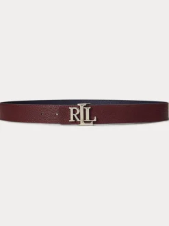 Lauren Grenouillère bleu marine/foncé - Lauren Ralph Lauren 2.5cm Ceinture réversible en cuir galet à logo