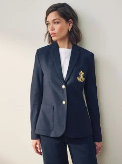 Lauren Marine - Blazer Lauren Ralph Lauren Anfisa en jacquard en lingot