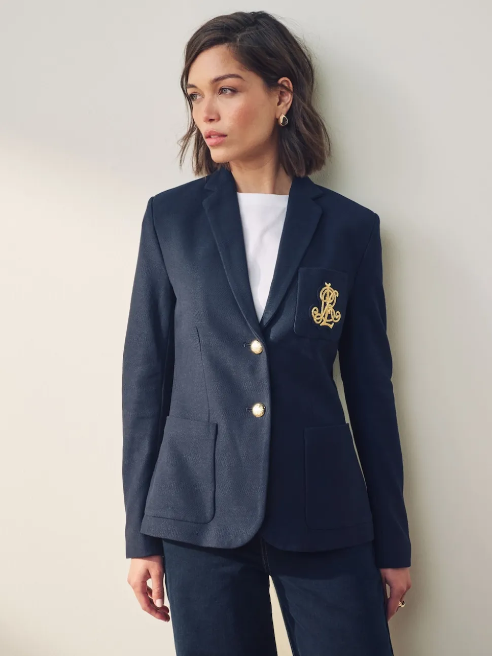 Lauren Marine - Blazer Lauren Ralph Lauren Anfisa en jacquard en lingot