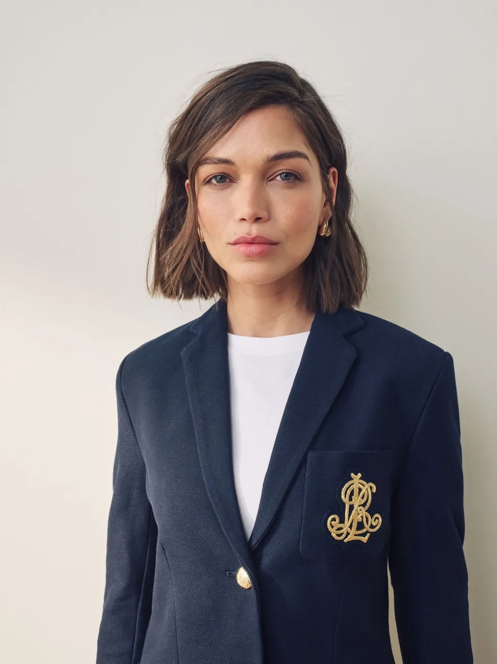 Lauren Marine - Blazer Lauren Ralph Lauren Anfisa en jacquard en lingot