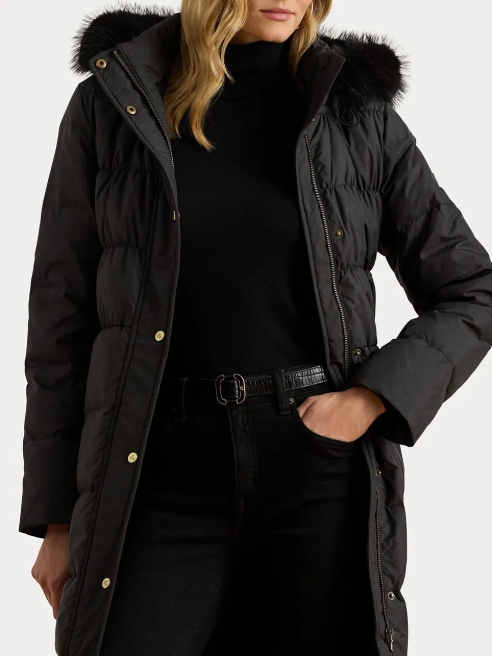 Lauren Ralph Lauren Manteau en duvet à capuche bordé de fausse fourrure