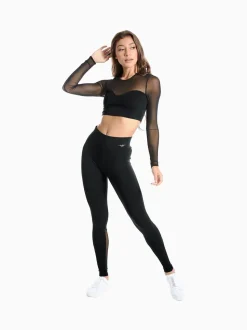 Legging taille haute à empiècement en maille