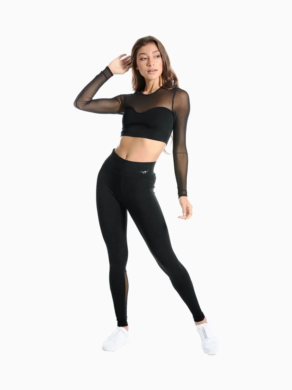 Legging taille haute à empiècement en maille