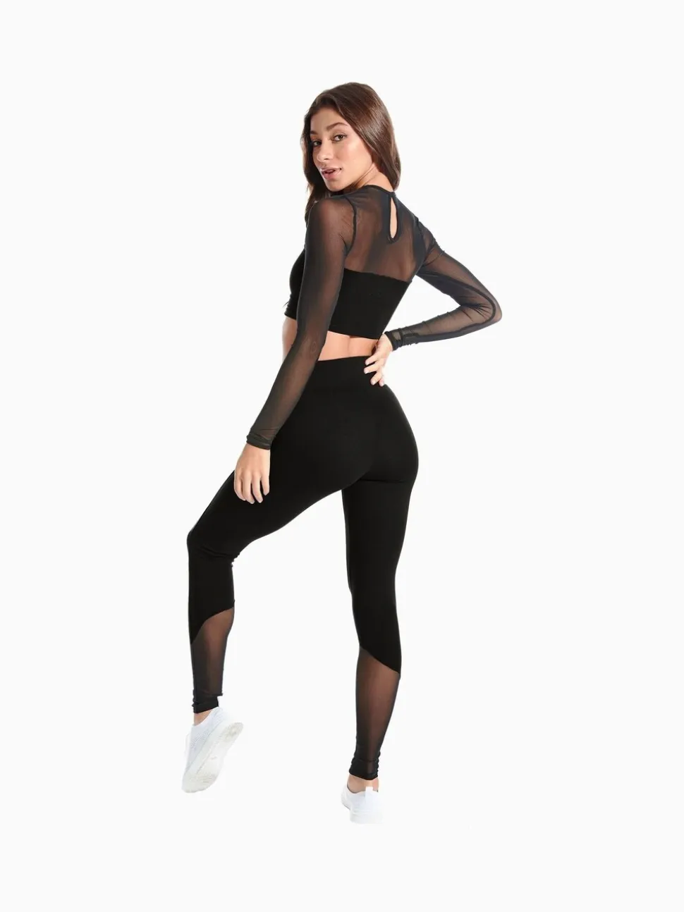 Legging taille haute à empiècement en maille