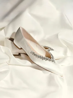 Linzi Ballerines de mariée sans fin à bout pointu avec bordures