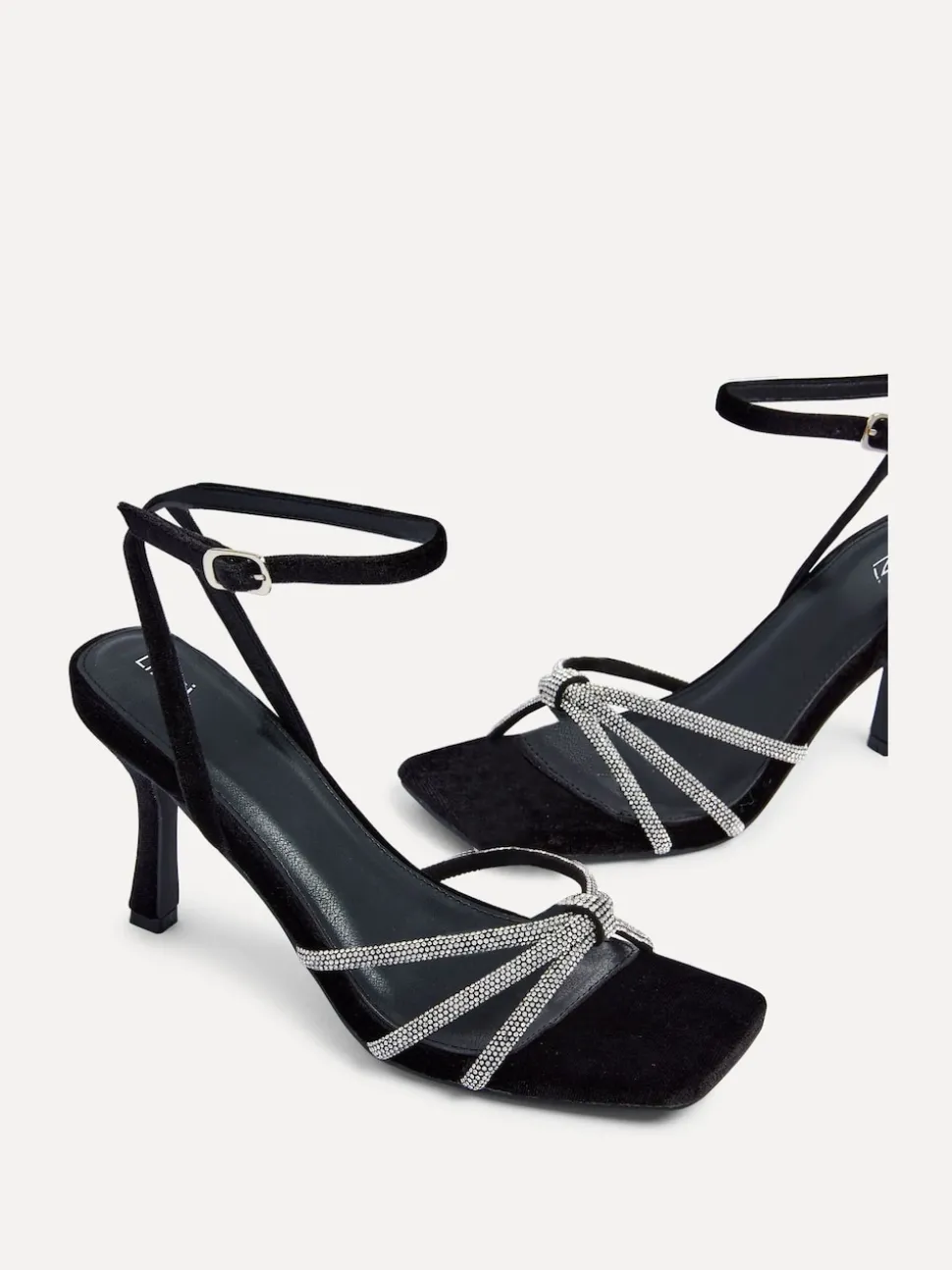 Linzi Polly - Sandales à talons stiletto avec nœud de diamants