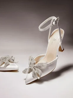 Linzi talons de mariée Angela en satin à nœud en diamant