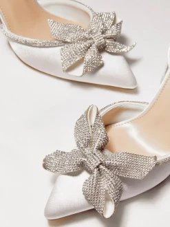Linzi talons de mariée Angela en satin à nœud en diamant