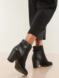 Lipsy bottes en faux cuir à talon milieu en tissu mélangé à bout en amande