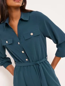 Lipsy combinaison utilitaire ceinturée militaire boutonnée à col en V
