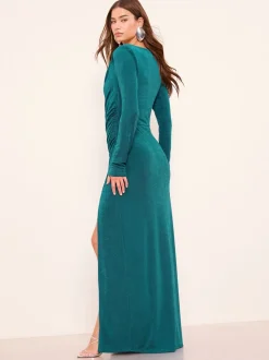 Lipsy Robe longue manches longues col bénitier