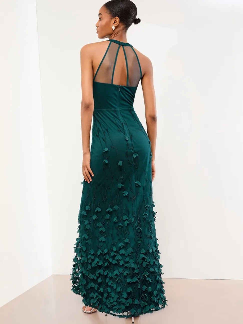 Lipsy Robe longue texturée à fleurs 3D haut de gamme