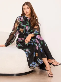 Lipsy Robe mi-longue fleurie à manches longues