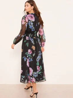 Lipsy Robe mi-longue fleurie à manches longues