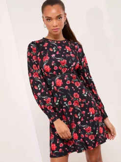 Lipsy Robe sous-buste en jersey à bordure en Dentelle Fleuri Court