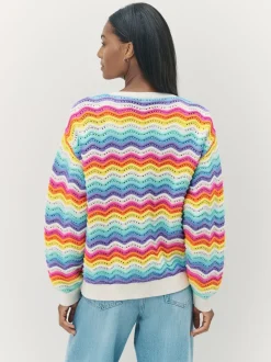 Little Bird by Jools Oliver Cardigan en maille à rayures ondulées pastel