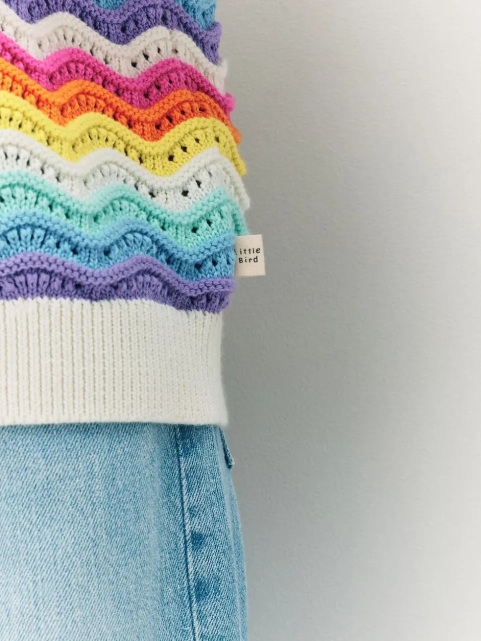 Little Bird by Jools Oliver Cardigan en maille à rayures ondulées pastel