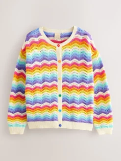 Little Bird by Jools Oliver Cardigan en maille à rayures ondulées pastel