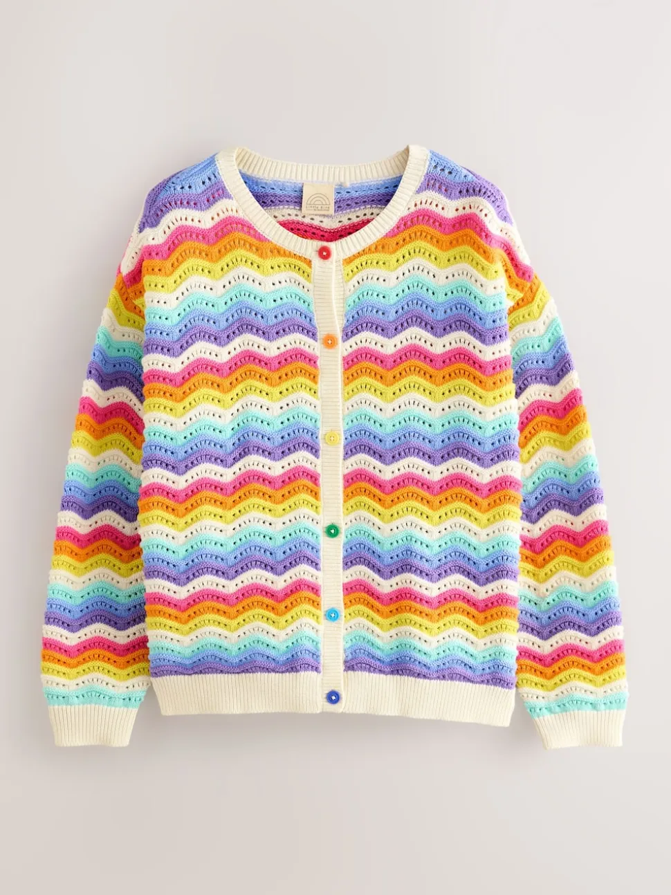 Little Bird by Jools Oliver Cardigan en maille à rayures ondulées pastel