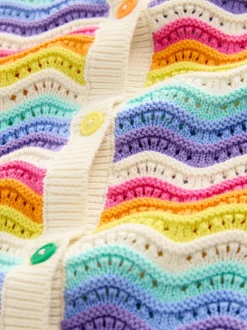 Little Bird by Jools Oliver Cardigan en maille à rayures ondulées pastel