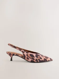Léopard - Chaussures à talons chaton à bride arrière et bout pointu