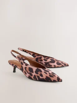 Léopard - Chaussures à talons chaton à bride arrière et bout pointu